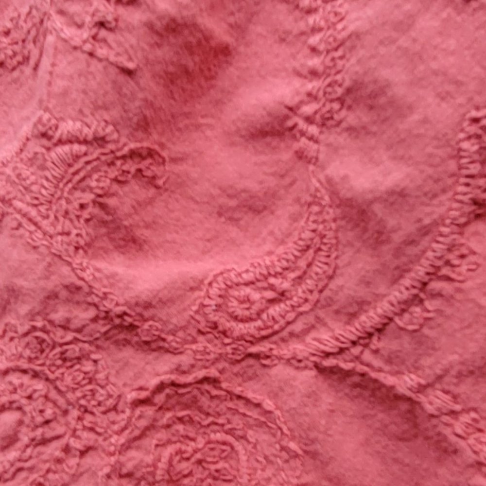 Eddie Bauer paisley embroidered blouse, dark coral, small, Excel cond, Like new. - Picture 3 of 4
